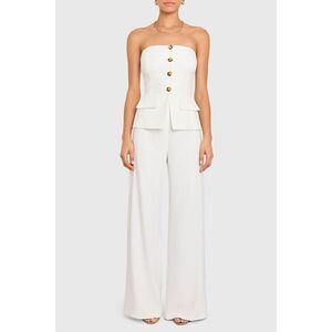 Amanda Uprichard Women's White Yadira Strapless Wide Leg Jumpsuit M NWOT